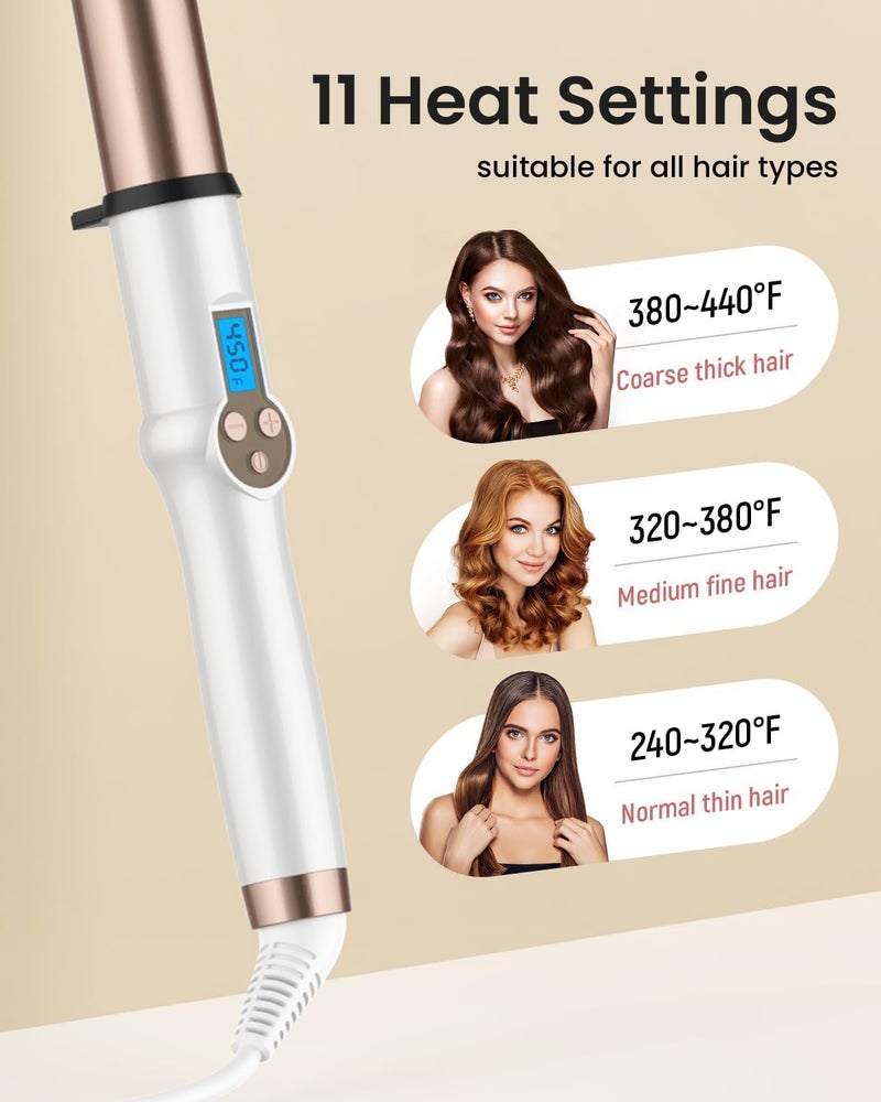 Hoson 1 1/4 Inch Extra Long Barrel Curling Wand, Ceramic Tourmaline Curling Wand Professional Dual Voltage with Adjustable Temperature - Image 5